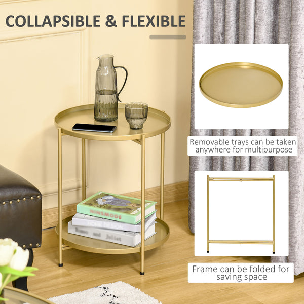 2-Tier Gold Side Table