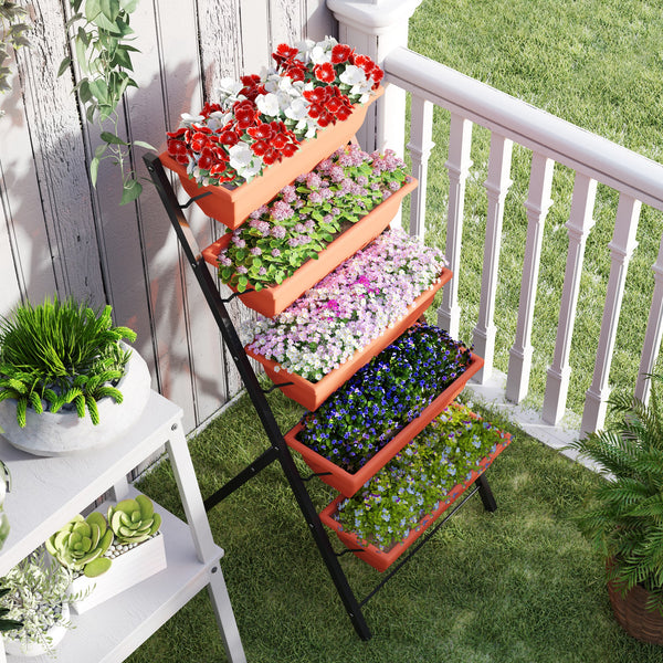 5 Tier Raised Garden Bed with Flower Pots and Leak Proof Holes