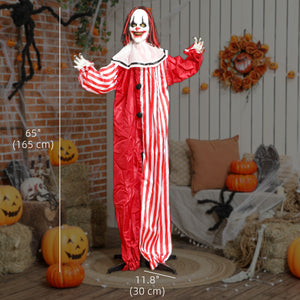 Life-size animated clown for Halloween, red light-up eyes, sound activated, battery operated