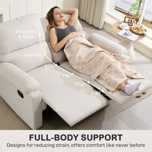 2-seater recliner chair with footrest and split back, cream white