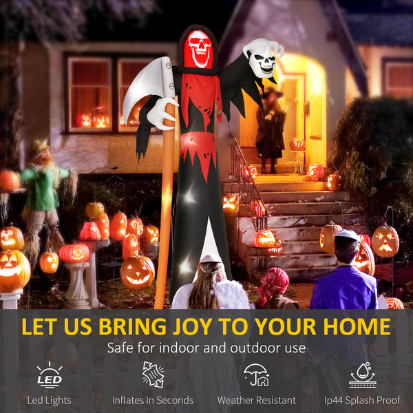 3.6m Inflatable Halloween Grim Reaper with Built-in Lights for Halloween Party