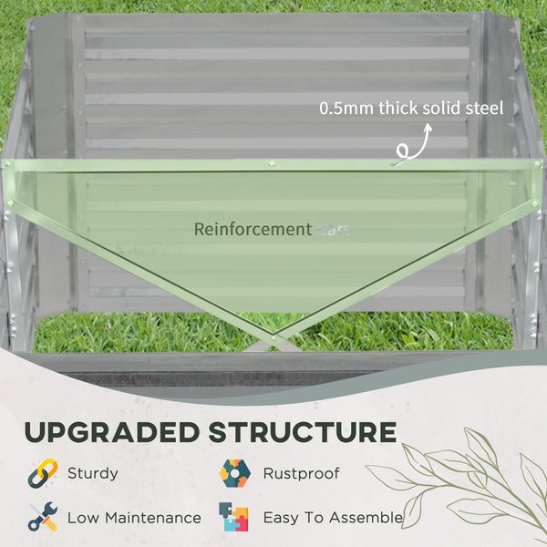 Galvanized Raised Garden Bed, Steel Outdoor Planters with Reinforced Rods, 71" x 35" x 23", Light Gray