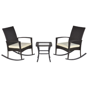 3-piece garden set in woven resin, dark grey.