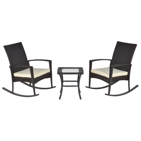 3-piece garden set in woven resin, dark grey.