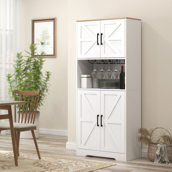 Pantry with wine glass storage, white
