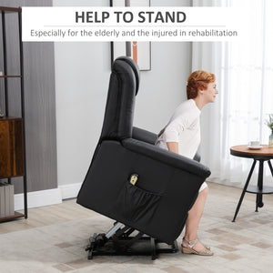 Black Faux Leather Power Recliner Lift Chair with Footrest and Remote Control