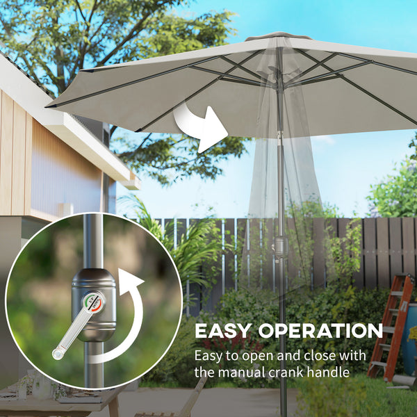 9.7-foot round parasol with crank and tilt, light gray