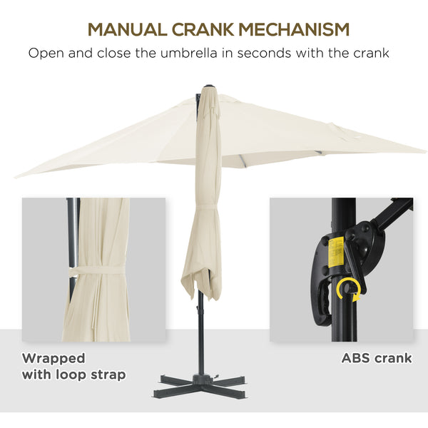 8-foot square cantilever parasol with 360° rotation, cream white