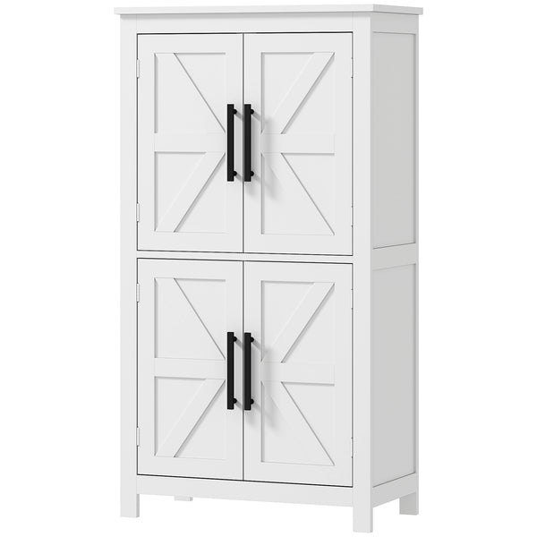 Farmhouse Style Bathroom Storage Cabinet with Barn Doors and Adjustable Shelf, White