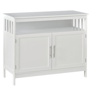 Wooden console table with open shelf and 2-tier cabinet, white