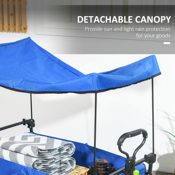 Folding garden cart with steel frame, dark blue