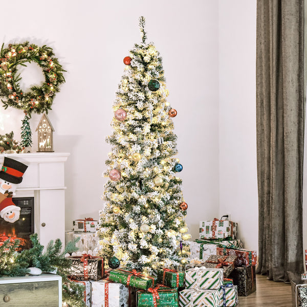 6ft Pre-Lit Slim Artificial Christmas Tree with Warm White LED Lights