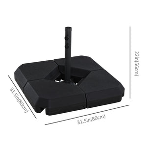 Parasol base with 4 plastic weights, black 