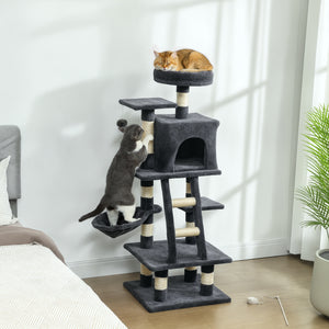 Large 132cm Cat Tree for Indoor Cats, Dark Grey