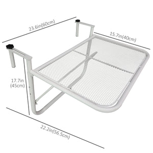 Adjustable metal balcony table, for outdoor balcony, white