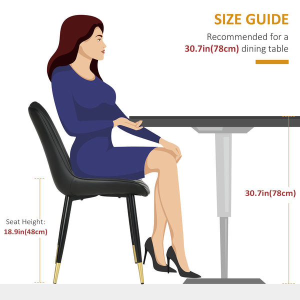 Set of 2 dining chairs with faux leather upholstery, black