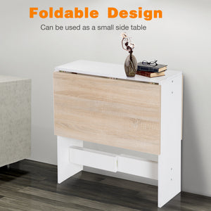 Folding wooden dining table, white/oak