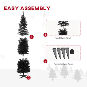 7ft Black Pencil Shaped Artificial Christmas Tree