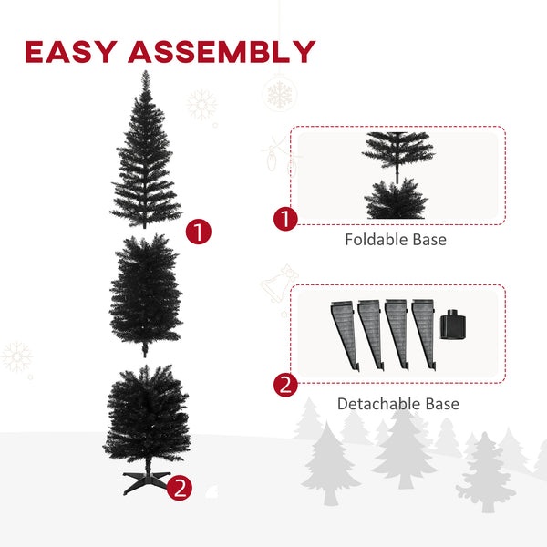 7ft Black Pencil Shaped Artificial Christmas Tree