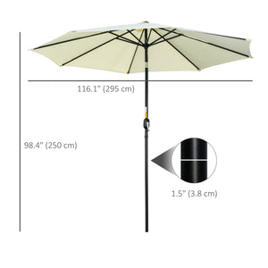 10-foot round parasol with crank, tiltable, beige 