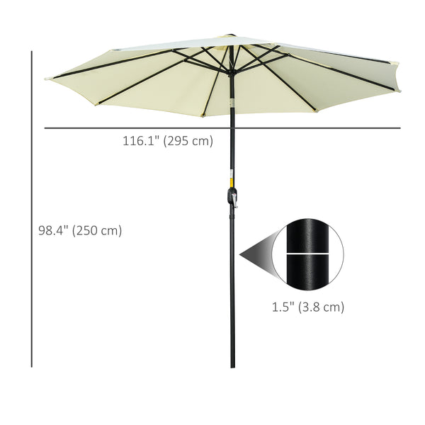 10-foot round parasol with crank, tiltable, beige 