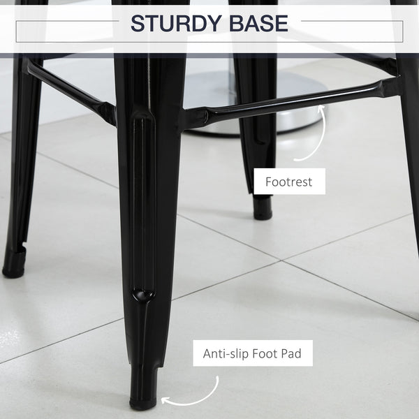 Set of 4 industrial-style metal bar stools, black