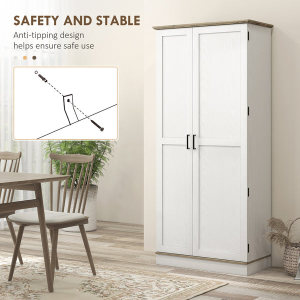 Storage unit with door shelves and adjustable shelves, cream white