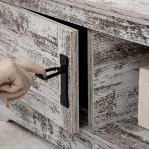 Vintage style coffee table with cabinet, open storage compartments, white