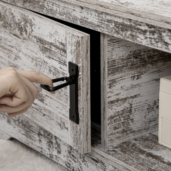 Vintage style coffee table with cabinet, open storage compartments, white