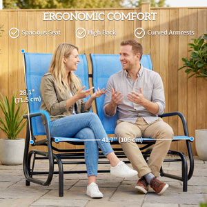 Outdoor 2-Person Rocking Bench, Blue