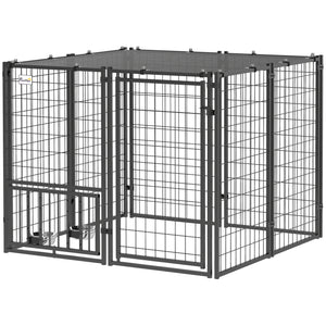 Enclosure with adjustable bowls and sun protection