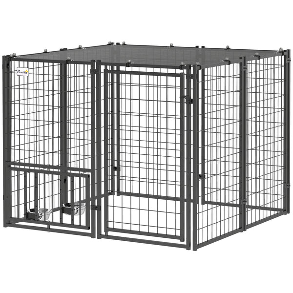 Enclosure with adjustable bowls and sun protection