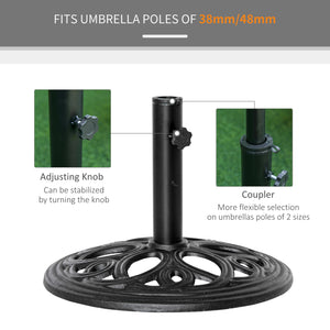 Patio Umbrella Stand, Fits 1.5" and 2" Diameter Poles, Black