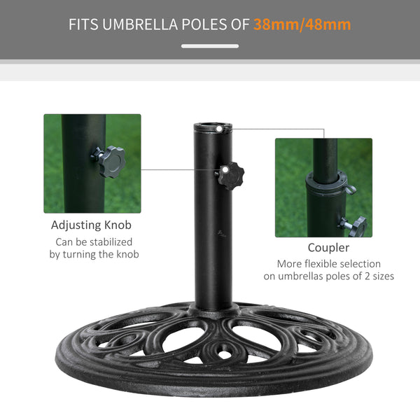 Patio Umbrella Stand, Fits 1.5" and 2" Diameter Poles, Black