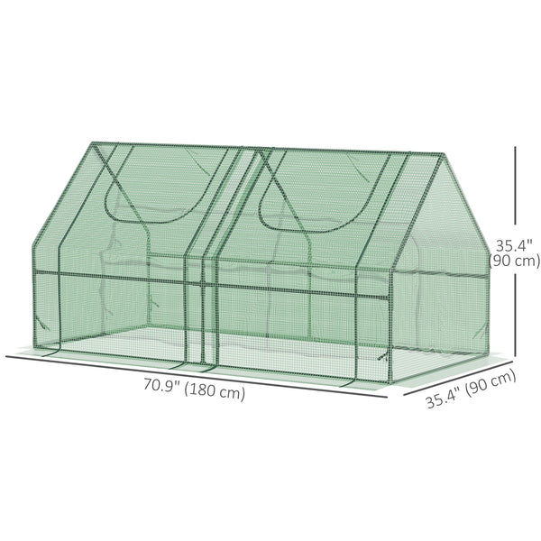 Portable mini greenhouse with 2 PE/plastic tarpaulins