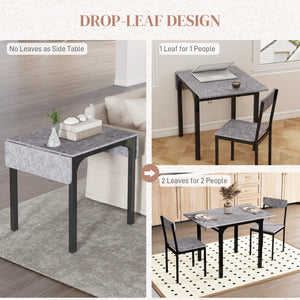 Folding table and chairs set for 2 people, grey