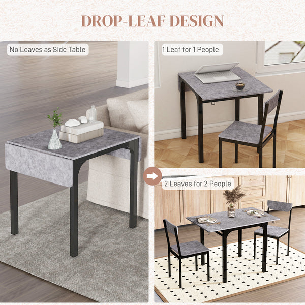 Folding table and chairs set for 2 people, grey