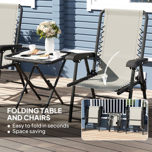 Outdoor folding metal table and chairs set with cup holders
