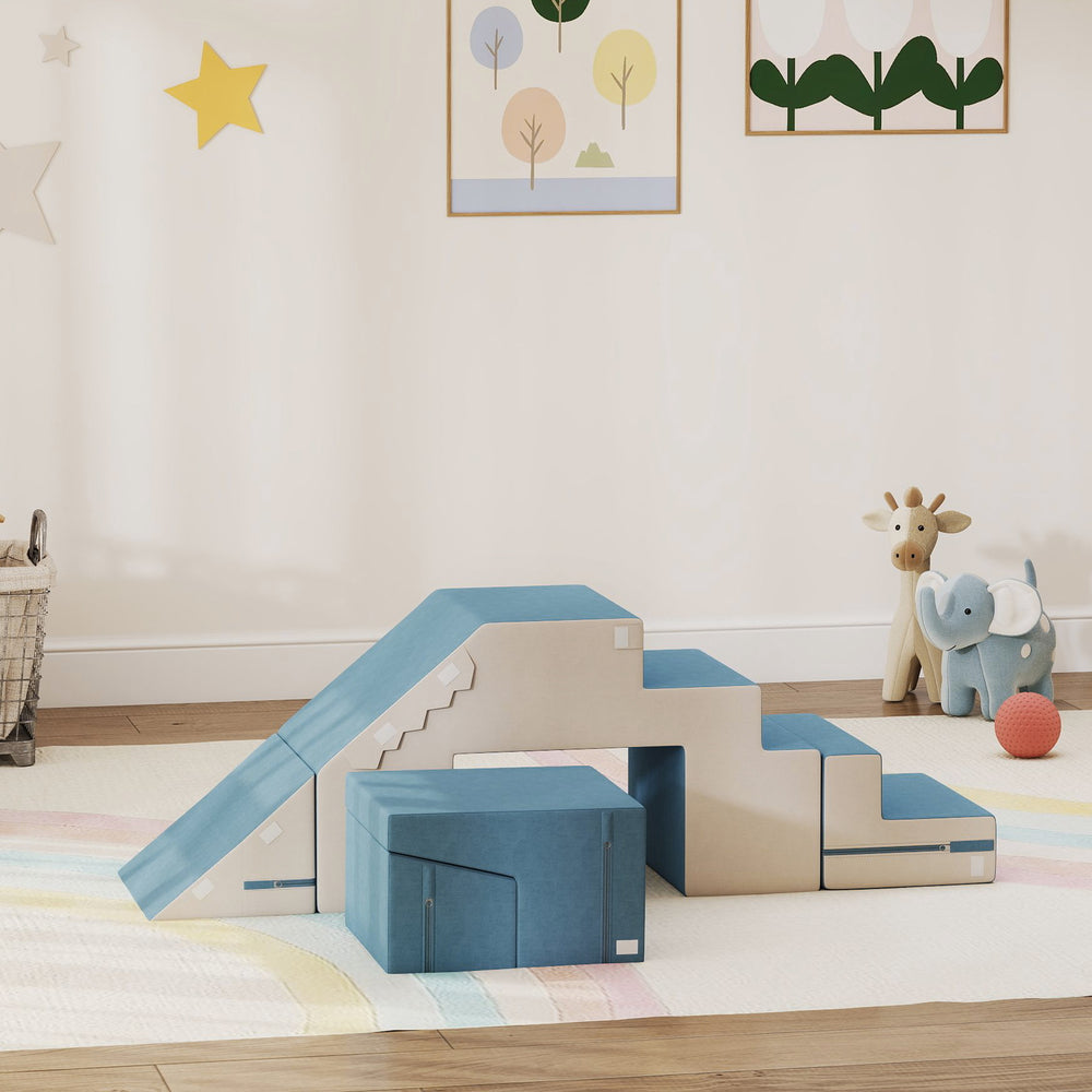 2-piece foam climbing blocks with removable blue cover