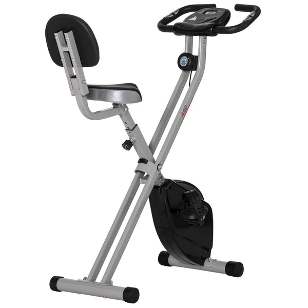 Folding exercise bike with 8 magnetic resistance levels, black and gray