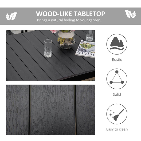 Rectangular aluminum garden table, black