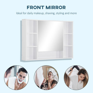 Wall-mounted medicine cabinet with single mirrored door, shelves and storage cupboard, white