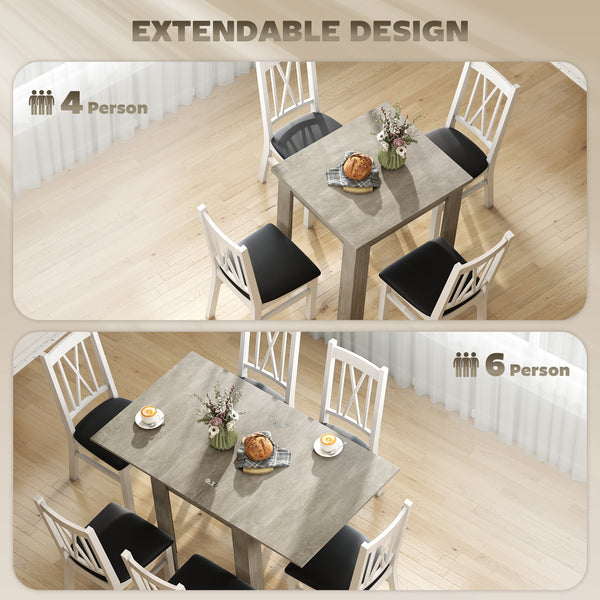 55" Extendable Dining Table for 4 to 6 People, Grey