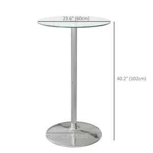 High bar table with tempered glass top