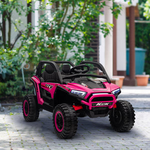 24V 2-seater electric truck with spring suspension, pink