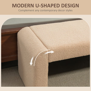 Upholstered bedroom bench, light brown