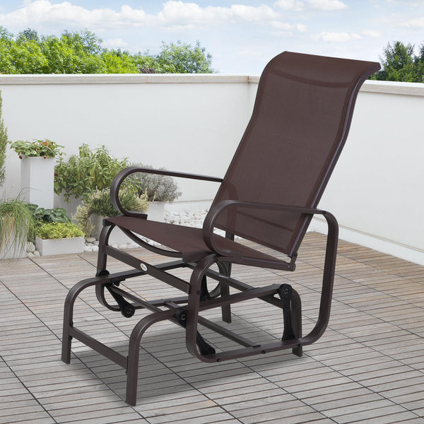 Breathable Mesh Fabric Garden Chair Rocking Seat for Patio Yard Porch Brown