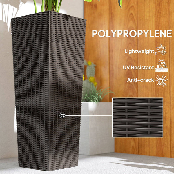 Set of 2 Large Outdoor Planter Boxes with Drainage Holes, Outdoor Flower Pots