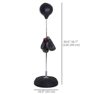 Adjustable freestanding punching bag with boxing gloves and pump – Black
