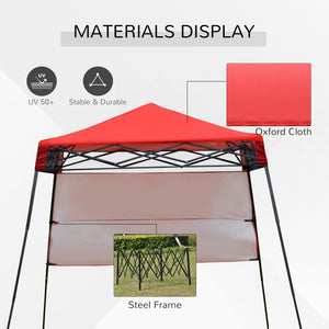 7 x 7 Folding Garden Canopy with Backpack and Adjustable Feet, Red and Black
